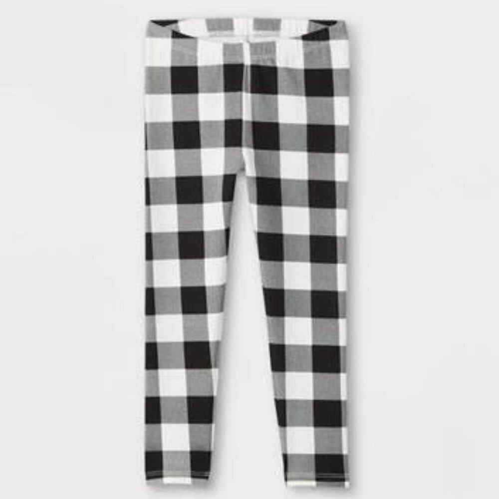 Toddler Girls' Buffalo Check Leggings - Black/Cream 5T